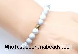 CGB9309 8mm, 10mm matte white howlite & drum hematite power beads bracelets