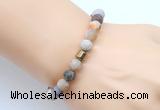 CGB9313 8mm, 10mm matte bamboo leaf agate & drum hematite power beads bracelets