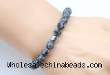 CGB9317 8mm, 10mm matte snowflake obsidian & drum hematite power beads bracelets