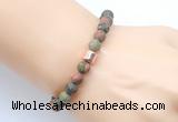 CGB9319 8mm, 10mm matte unakite & drum hematite power beads bracelets