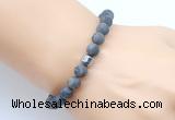 CGB9325 8mm, 10mm matte black labradorite & drum hematite power beads bracelets