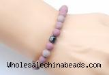 CGB9326 8mm, 10mm matte pink wooden jasper & drum hematite power beads bracelets