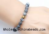 CGB9333 8mm, 10mm matte black water jasper & drum hematite power beads bracelets