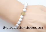 CGB9351 8mm, 10mm white howlite & cross hematite power beads bracelets