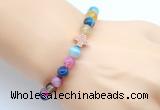 CGB9373 8mm, 10mm colorful banded agate & cross hematite power beads bracelets