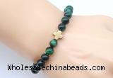 CGB9398 8mm, 10mm green tiger eye & cross hematite power beads bracelets