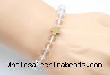 CGB9400 8mm, 10mm white crystal & cross hematite power beads bracelets