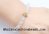 CGB9416 8mm, 10mm matte white crystal & cross hematite power beads bracelets