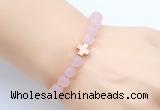 CGB9417 8mm, 10mm matte rose quartz & cross hematite power beads bracelets