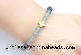 CGB9420 8mm, 10mm matte fluorite & cross hematite power beads bracelets