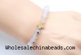 CGB9426 8mm, 10mm matte montana agate & cross hematite power beads bracelets