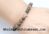 CGB9435 8mm, 10mm matte unakite & cross hematite power beads bracelets