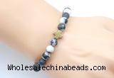 CGB9447 8mm, 10mm matte black & white jasper & cross hematite power beads bracelets