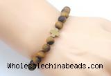 CGB9455 8mm, 10mm matte yellow tiger eye & cross hematite power beads bracelets