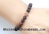 CGB9456 8mm, 10mm matte red tiger eye & cross hematite power beads bracelets