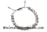 CGB9477 8mm, 10mm dalmatian jasper & cross hematite adjustable bracelets