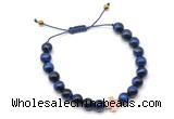 CGB9507 8mm, 10mm blue tiger eye & cross hematite adjustable bracelets