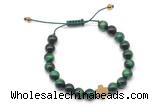 CGB9508 8mm, 10mm green tiger eye & cross hematite adjustable bracelets