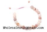 CGB9523 8mm, 10mm pink quartz & cross hematite adjustable bracelets