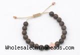 CGB9548 8mm, 10mm matte bronzite & cross hematite adjustable bracelets