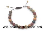 CGB9554 8mm, 10mm matte picasso jasper & cross hematite adjustable bracelets