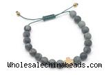 CGB9561 8mm, 10mm matte kambaba jasper & cross hematite adjustable bracelets