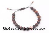 CGB9566 8mm, 10mm matte red tiger eye & cross hematite adjustable bracelets