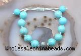 CGB9606 12mm round blue howlite & labradorite adjustable bracelets