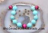 CGB9610 12mm round blue howlite & red tiger eye adjustable bracelets