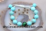 CGB9611 12mm round blue howlite & green tiger eye adjustable bracelets