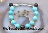 CGB9624 12mm round blue howlite & golden obsidian adjustable bracelets