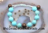 CGB9627 12mm round blue howlite & bronzite adjustable bracelets