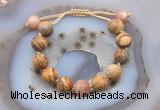 CGB9720 12mm round picture jasper & moonstone adjustable bracelets