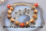 CGB9726 12mm round picture jasper & fire agate adjustable bracelets