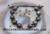 CGB9801 12mm round black labradorite & candy jade adjustable bracelets