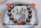 CGB9803 12mm round black labradorite & candy jade adjustable bracelets