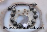 CGB9811 12mm round black labradorite & blue lace agate adjustable bracelets