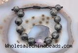 CGB9812 12mm round black labradorite & lavender amethyst adjustable bracelets