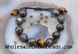 CGB9813 12mm round black labradorite & yellow tiger eye adjustable bracelets