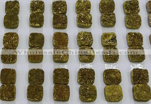 CGC217 10*10mm square druzy quartz cabochons wholesale