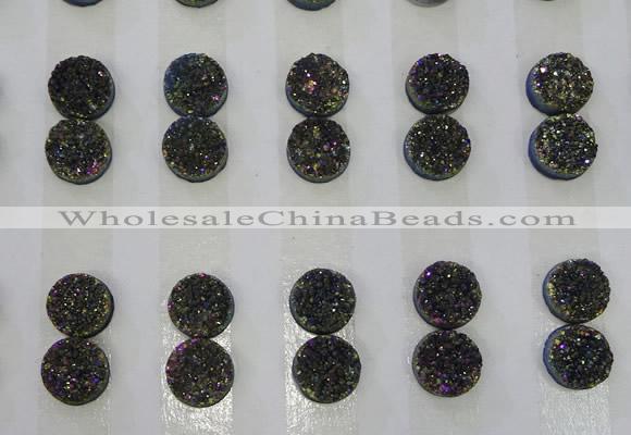 CGC92 10mm flat round druzy quartz cabochons wholesale