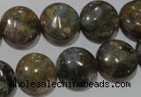 CGE125 15.5 inches 15mm flat round glaucophane gemstone beads