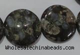 CGE128 15.5 inches 25mm flat round glaucophane gemstone beads