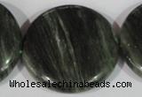 CGH25 15.5 inches 40mm flat round green hair stone beads