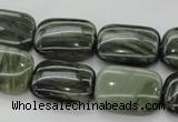 CGH26 15.5 inches 10*14mm rectangle green hair stone beads wholesale