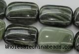 CGH29 15.5 inches 15*20mm rectangle green hair stone beads wholesale