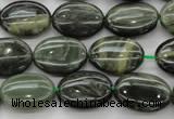 CGH43 15.5 inches 10*14mm oval green hair stone beads wholesale