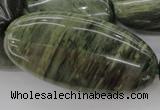 CGH51 15.5 inches 25*50mm oval green hair stone beads wholesale