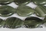 CGH55 15.5 inches 15*20mm flat teardrop green hair stone beads