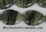 CGH56 15.5 inches 18*25mm flat teardrop green hair stone beads